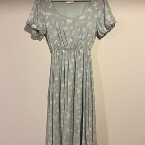 Everly Light Blue Floral Midi Dress